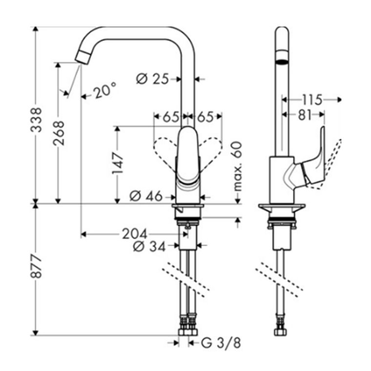 HANSGROHE DECOR 31820223 KITCHEN 1TH SINK MIXER & OVERARM SWIV