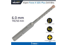 ALPEN FORCE X 6x110mm SDS PLUS DRILL BIT X4 CUTTING EDGES