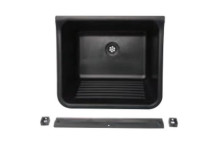 COLOUR TAP WASH TROUGH WASTE & BRACKETS BLACK 40LT WTBLA 480X420MM