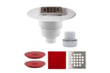 PLUMLINE UNIVERSAL FLOOR TRAP 50mm 110x110 SS GRID, FLANGE HORIZONTAL