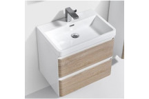 CLEAR CUBE MILAN DOUBLE DRAWER CABINET WHITE OAK/WHITE 600x420x500mm