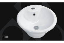 BETTA TRIO 1TH PP ROUND SEMI-DROP IN BASIN WHITE 460MM TR0008A