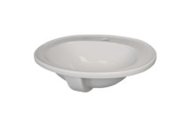 PLUMLINE AMARO DROP-IN VANITY BASIN 1TH WHITE WITH O/FLOW 53CM