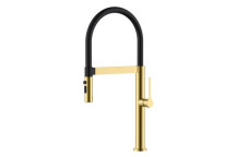MERELLI TRI3 SINK MIXER & PULL-OUT NOZZLE 1TH BRUSHED BRASS S/S