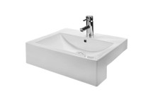 VAAL 705700WH AZALEA SQUARE 1TH SEMI RECESSED BASIN WHITE 540X450
