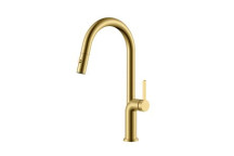 MERELLI UNO1 SINK MIXER & PULL-OUT NOZZLE 1TH BRUSHED BRASS S/S