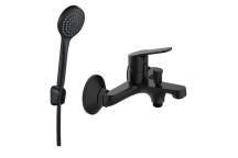 PLUMLINE MENSA W/T BATH MIXER INCL H/SHOWER HOSE BRACKET MATT BLACK 15