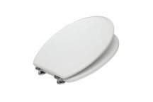 PLUMLINE WOODEN PREMIUM TOILET SEAT MATT WHITE with CP HINGE