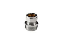 BRASS COMPRESSION STRAIGHT MALE COUPLER CHROME PLATED 15MM X3/4 CXMI