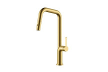 MERELLI DUO2 SINK MIXER & PULL-OUT NOZZLE 1TH BRUSHED BRASS S/S