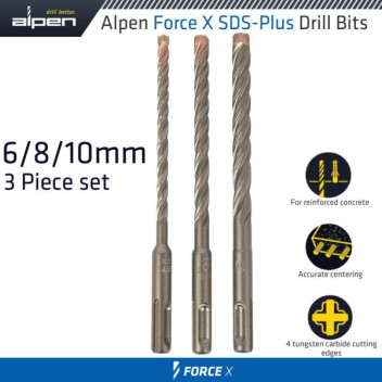 ALPEN FORCE X SDS DRILL BIT SET 3PC (6,8,10x160mm)