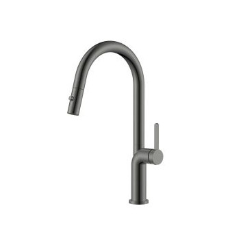 MERELLI UNO1 SINK MIXER & PULL-OUT NOZZLE 1TH GUN METAL S/S