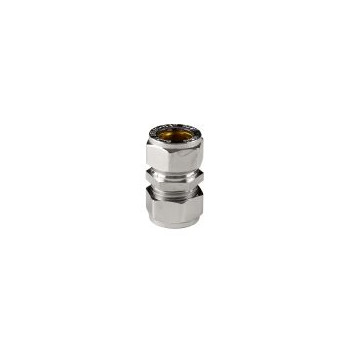 BRASS COMPRESSION STRAIGHT COUPLER CHROME PLATED 15mm CXC