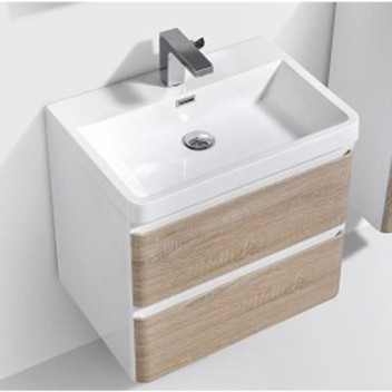 CLEAR CUBE MILAN DOUBLE DRAWER CABINET WHITE OAK/WHITE 600x420x500mm