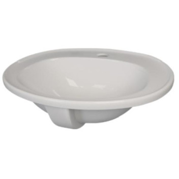 PLUMLINE AMARO DROP-IN VANITY BASIN 1TH WHITE WITH O/FLOW 53CM