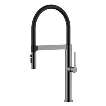 MERELLI TRI3 SINK MIXER & PULL-OUT NOZZLE 1TH GUN METAL S/S