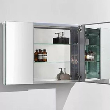 CLEAR CUBE MIRROR CABINET 2-DOOR ALUMINIUM 1000x660x127mm