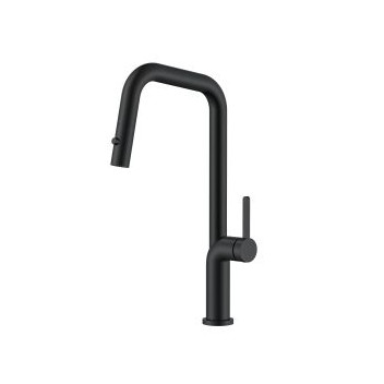 MERELLI DUO2 SINK MIXER & PULL-OUT NOZZLE 1TH MATT BLACK S/S