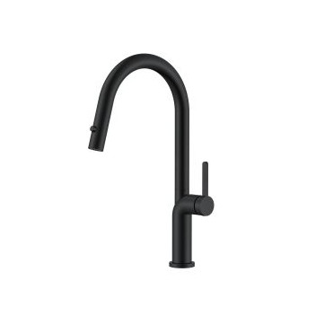 MERELLI UNO1 SINK MIXER & PULL-OUT NOZZLE 1TH MATT BLACK S/S