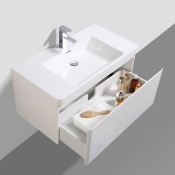 MILAN WALLHUNG CABINET ONLY WHITE GLOSS (1 DRAWER) 900x480x400mm