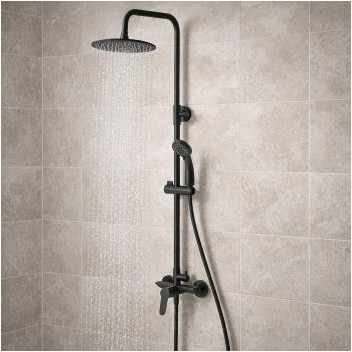PLUMLINE MENSA EXPOSED SHOWER MIXER & COLUMN SET BLACK 15mm