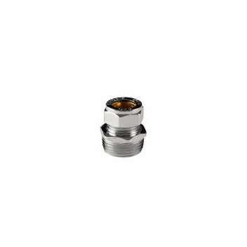 BRASS COMPRESSION STRAIGHT MALE COUPLER CHROME PLATED 15MM X3/4 CXMI