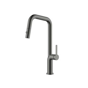 MERELLI DUO2 SINK MIXER & PULL-OUT NOZZLE 1TH GUN METAL S/S