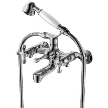 PLUMLINE TUDORA BATH MIXER WALLTYPE INCL HANDSHOWER CP 15mm