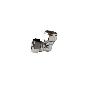BRASS COMPRESSION ELBOW CHROME PLATED 15mm CXC