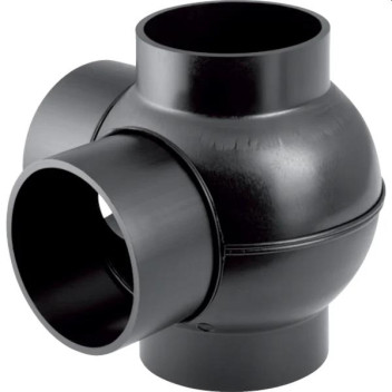GEBERIT HDPE OFF DOUBLE BRANCHBALL FITTING 75x75mm 85deg 90deg 365.325