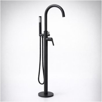 PLUMLINE MENSA BATH MIXER & H/SHR FREESTANDING 15mm BLACK