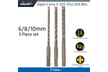 ALPEN FORCE X SDS PLUS MASONRY DRILL BIT SET (6,8,10x160mm) 3PCE