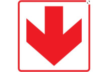 SIGN ABS PLASTIC- RED ARROW- 290X290mm