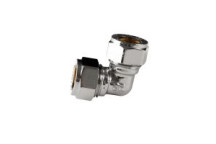 BRASS COMPRESSION ELBOW CHROME PLATED 15mm CXC