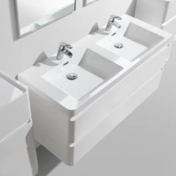 CLEAR CUBE MILAN 2TH DOUBLE BASIN ONLY FOR CABINET WHITE 1200x480x50mm CLEAR CUBE MILAN 2TH DOUBLE BASIN ONLY FOR CABINET WHITE 1200x480x50mm